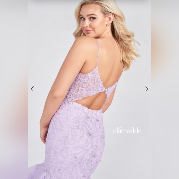 Ellie Wilde Lavender Mermaid Prom Dress Perfect Condition - Picture 6 of 9